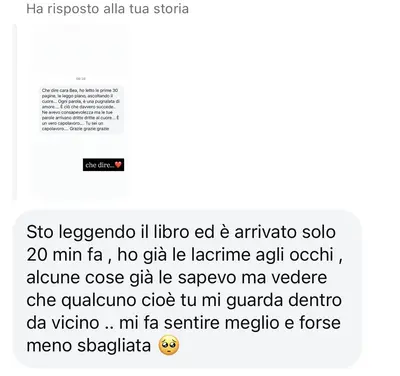 Messaggio di una lettrice che ha iniziato da venti minuti e si sente meno sbagliata